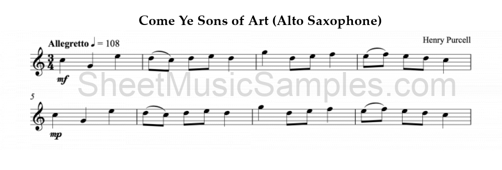 Come Ye Sons of Art (Alto Saxophone)