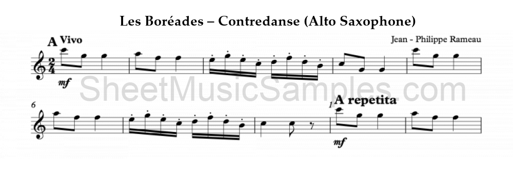 Les Boréades – Contredanse (Alto Saxophone)