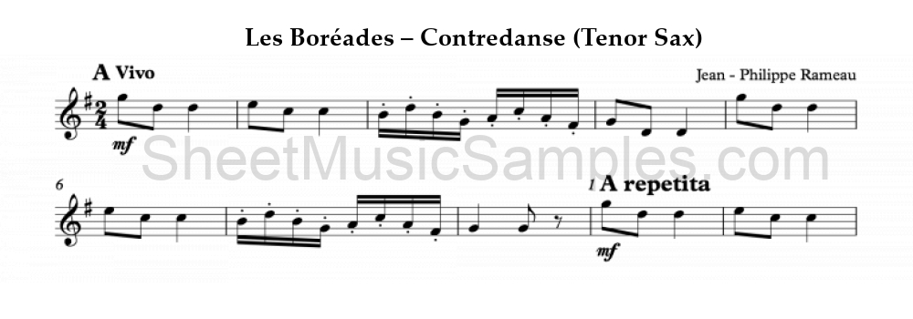 Les Boréades – Contredanse (Tenor Sax)