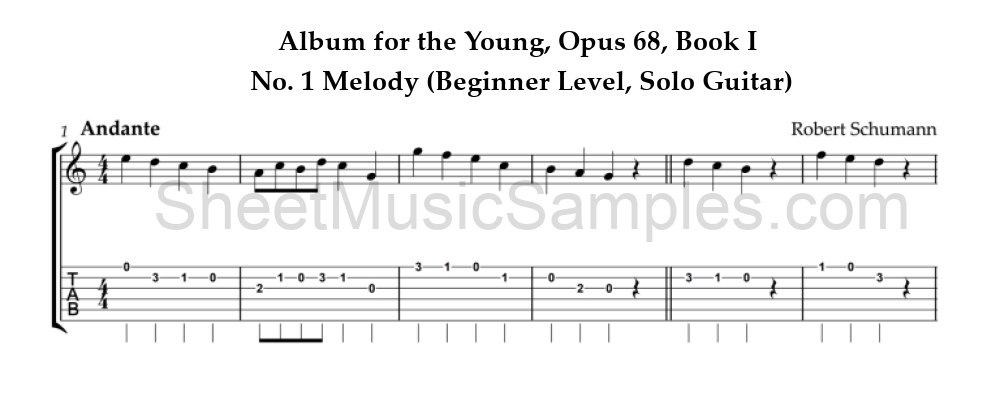 Album for the Young, Opus 68, Book I - No. 1 Melody (Beginner Level, Solo Guitar)