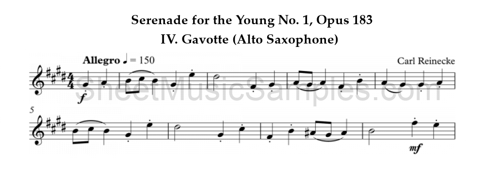 Serenade for the Young No. 1, Opus 183 - IV. Gavotte (Alto Saxophone)