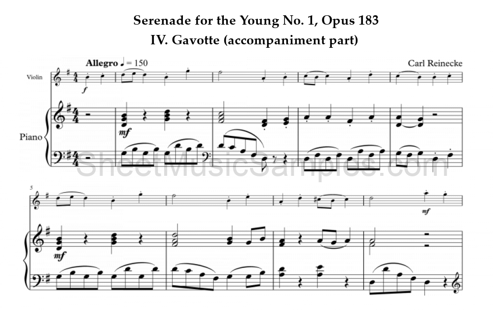 Serenade for the Young No. 1, Opus 183 - IV. Gavotte (accompaniment part)