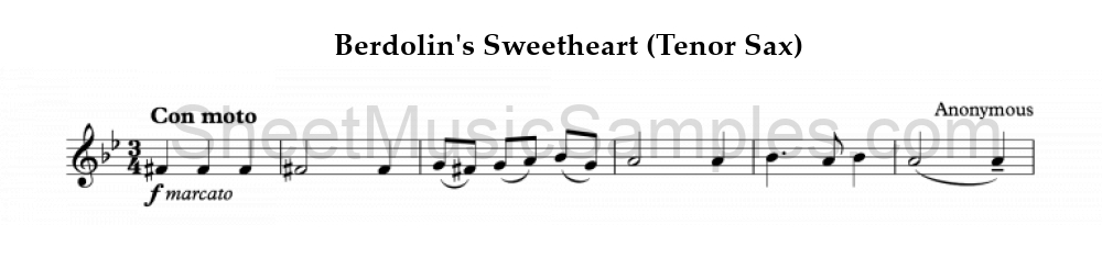 Berdolin's Sweetheart (Tenor Sax)