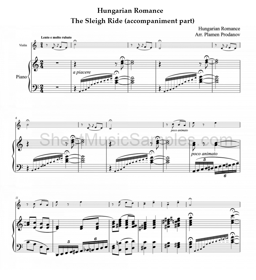 Hungarian Romance - The Sleigh Ride (accompaniment part)