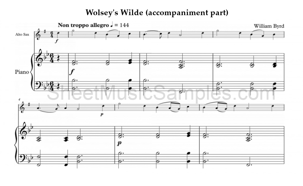 Wolsey's Wilde (accompaniment part)