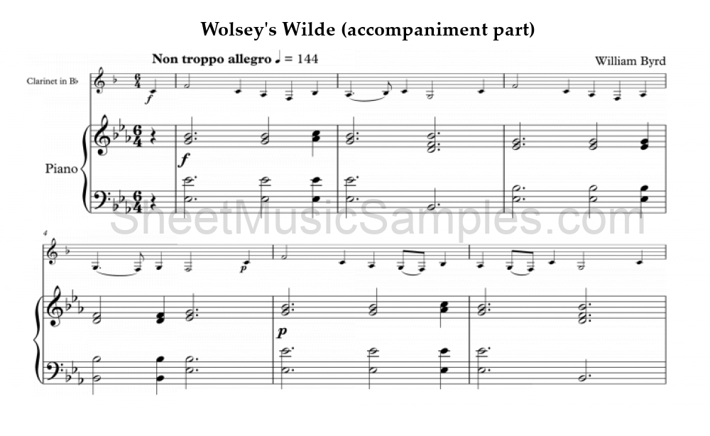 Wolsey's Wilde (accompaniment part)