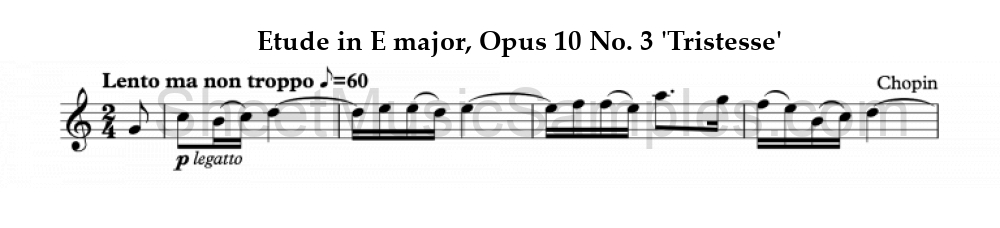 Etude in E major, Opus 10 No. 3 'Tristesse'