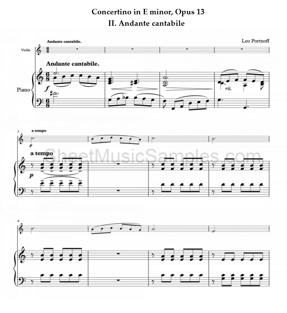 Concertino in E minor, Opus 13 - II. Andante cantabile