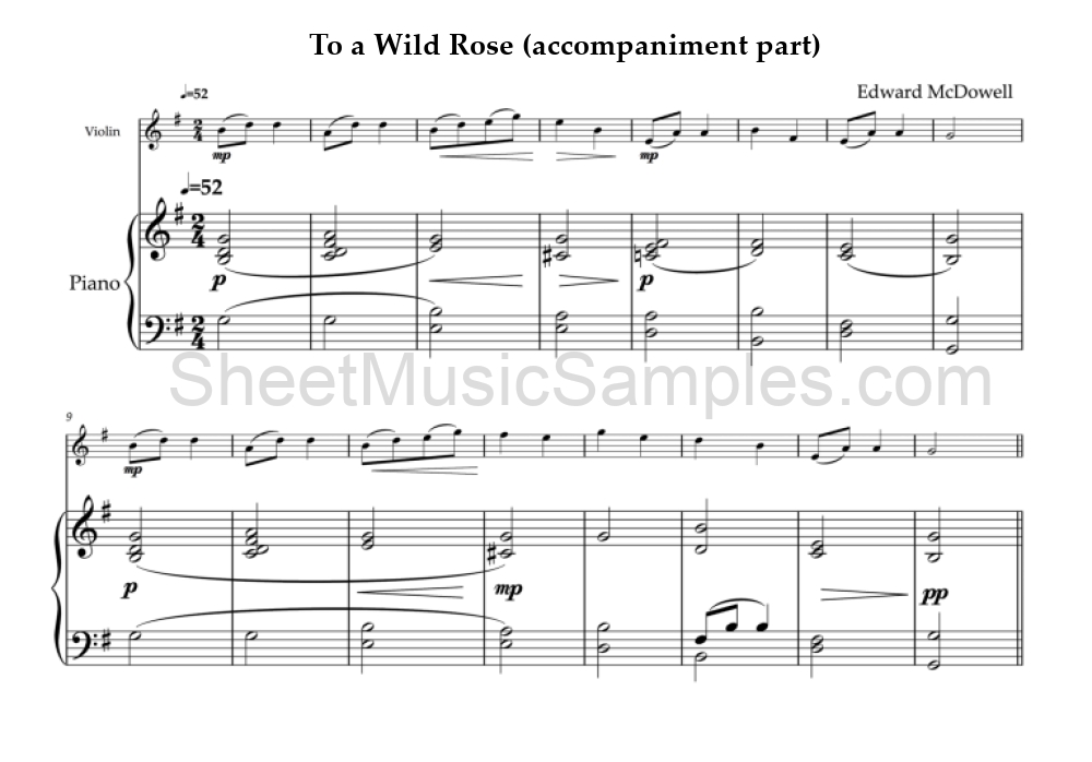 To a Wild Rose (accompaniment part)