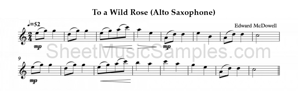 To a Wild Rose (Alto Saxophone)