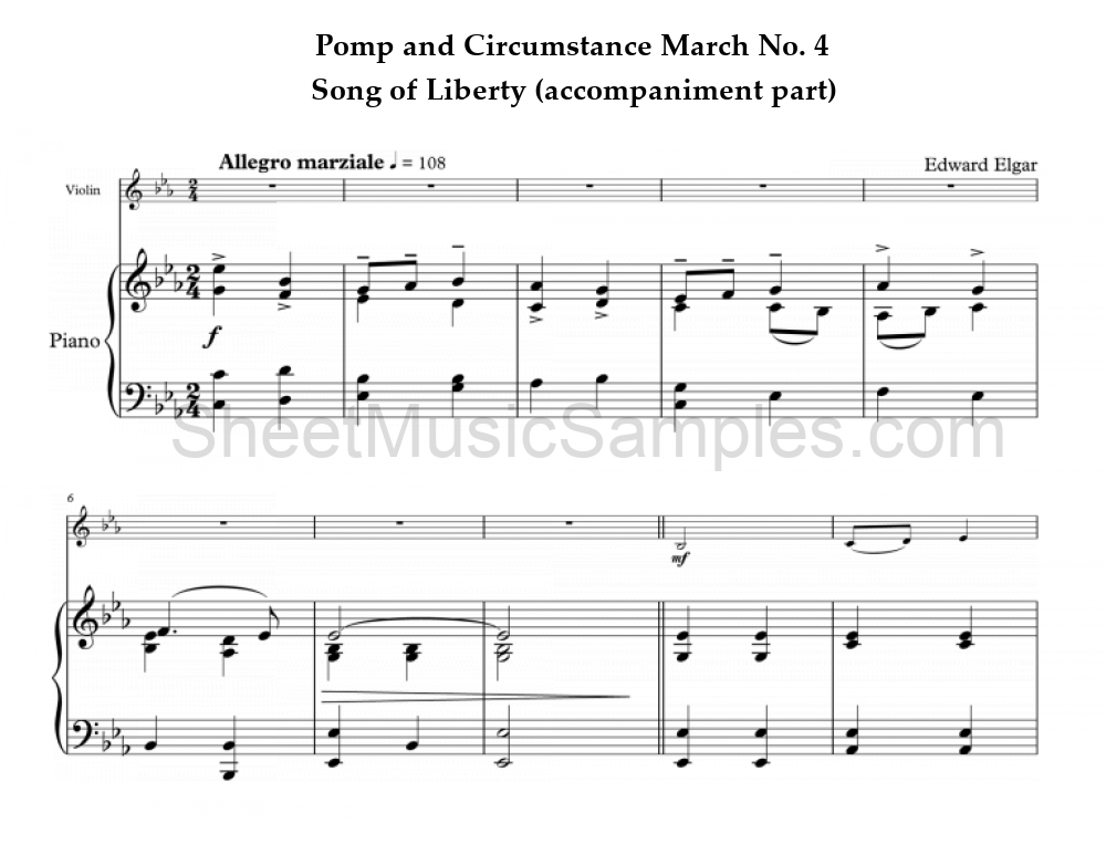 Pomp and Circumstance March No. 4 - Song of Liberty (accompaniment part)