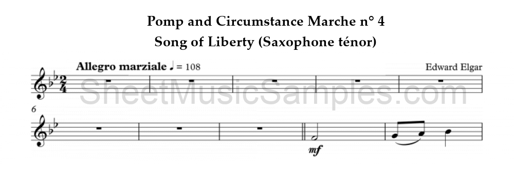 Pomp and Circumstance Marche n° 4 - Song of Liberty (Saxophone ténor)