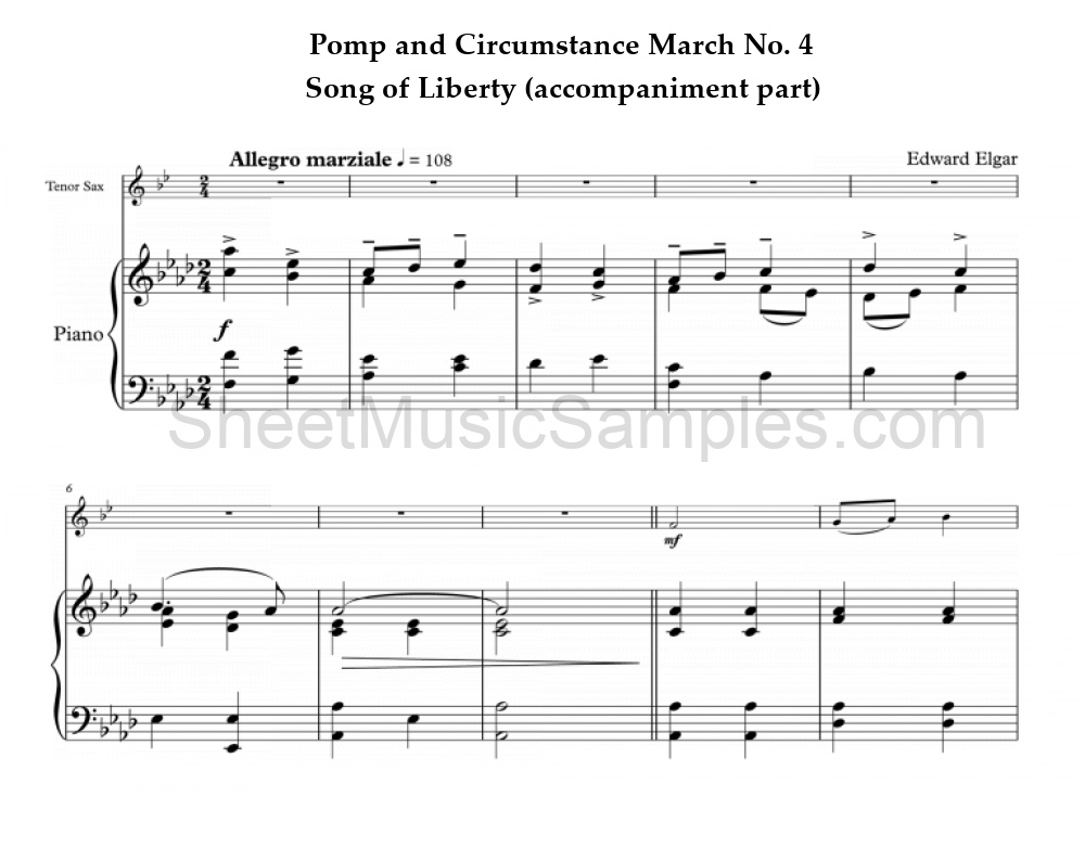 Pomp and Circumstance March No. 4 - Song of Liberty (accompaniment part)