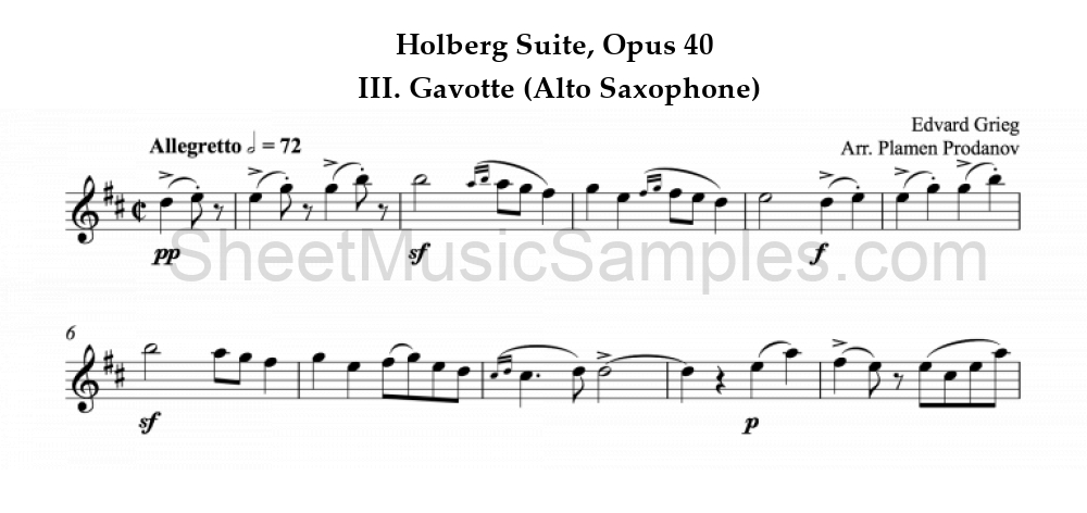 Holberg Suite, Opus 40 - III. Gavotte (Alto Saxophone)