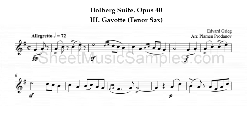 Holberg Suite, Opus 40 - III. Gavotte (Tenor Sax)