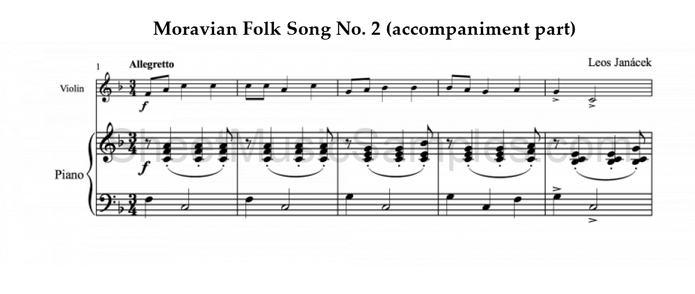 Moravian Folk Song No. 2 (accompaniment part)