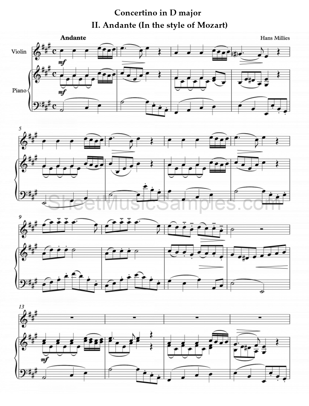 Concertino in D major - II. Andante (In the style of Mozart)