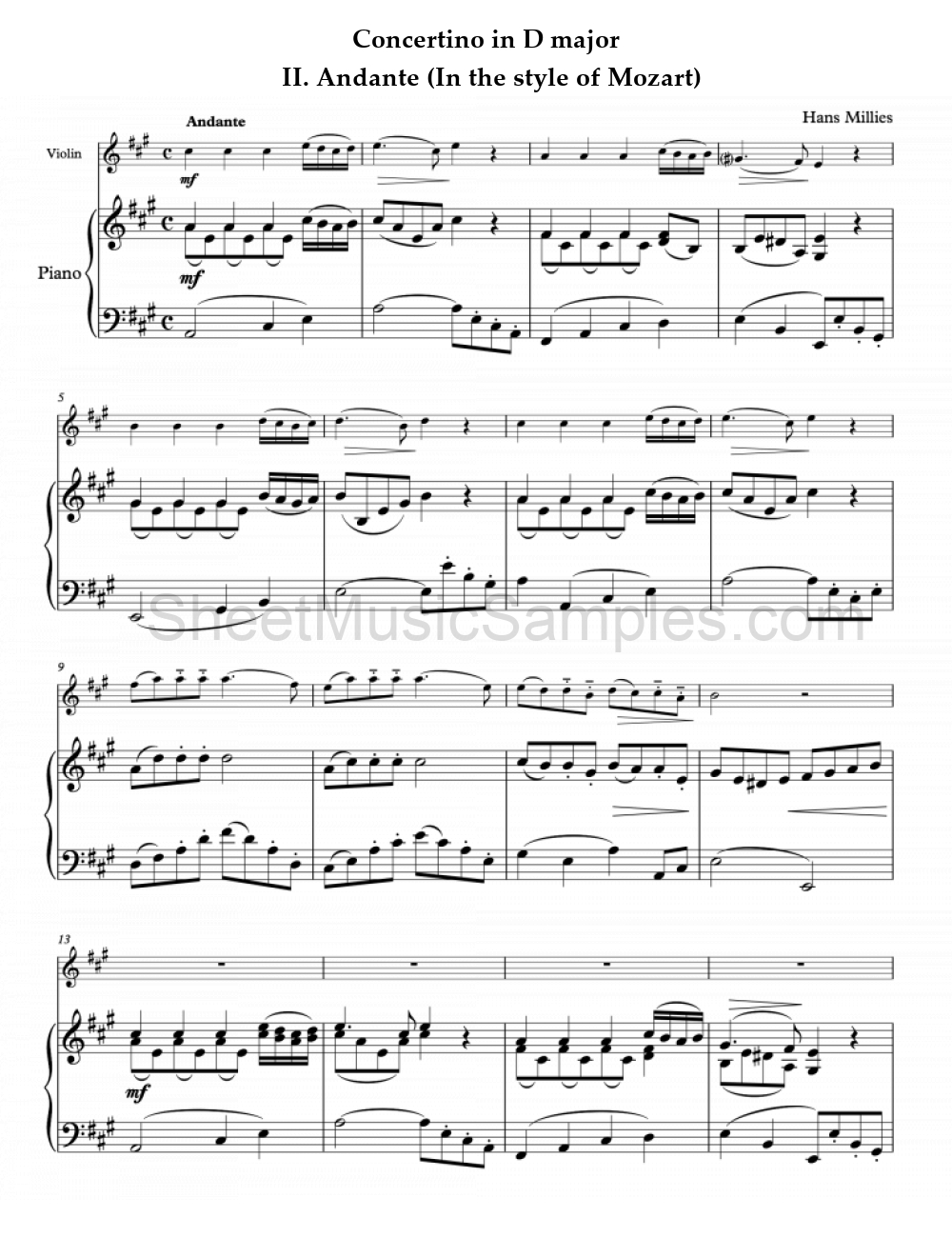 Concertino in D major - II. Andante (In the style of Mozart)