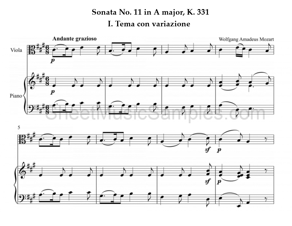 Sonata No. 11 in A major, K. 331 - I. Tema con variazione