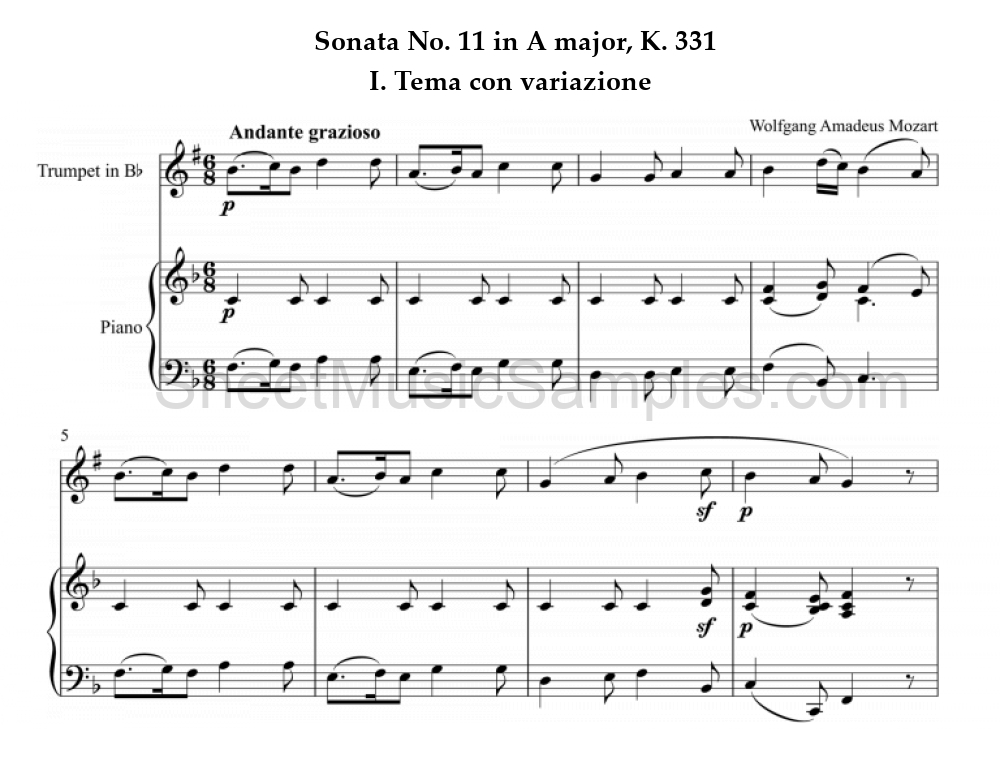 Sonata No. 11 in A major, K. 331 - I. Tema con variazione