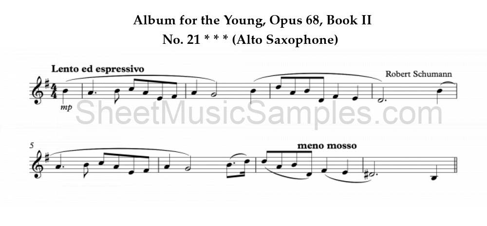 Album for the Young, Opus 68, Book II - No. 21 * * * (Alto Saxophone)