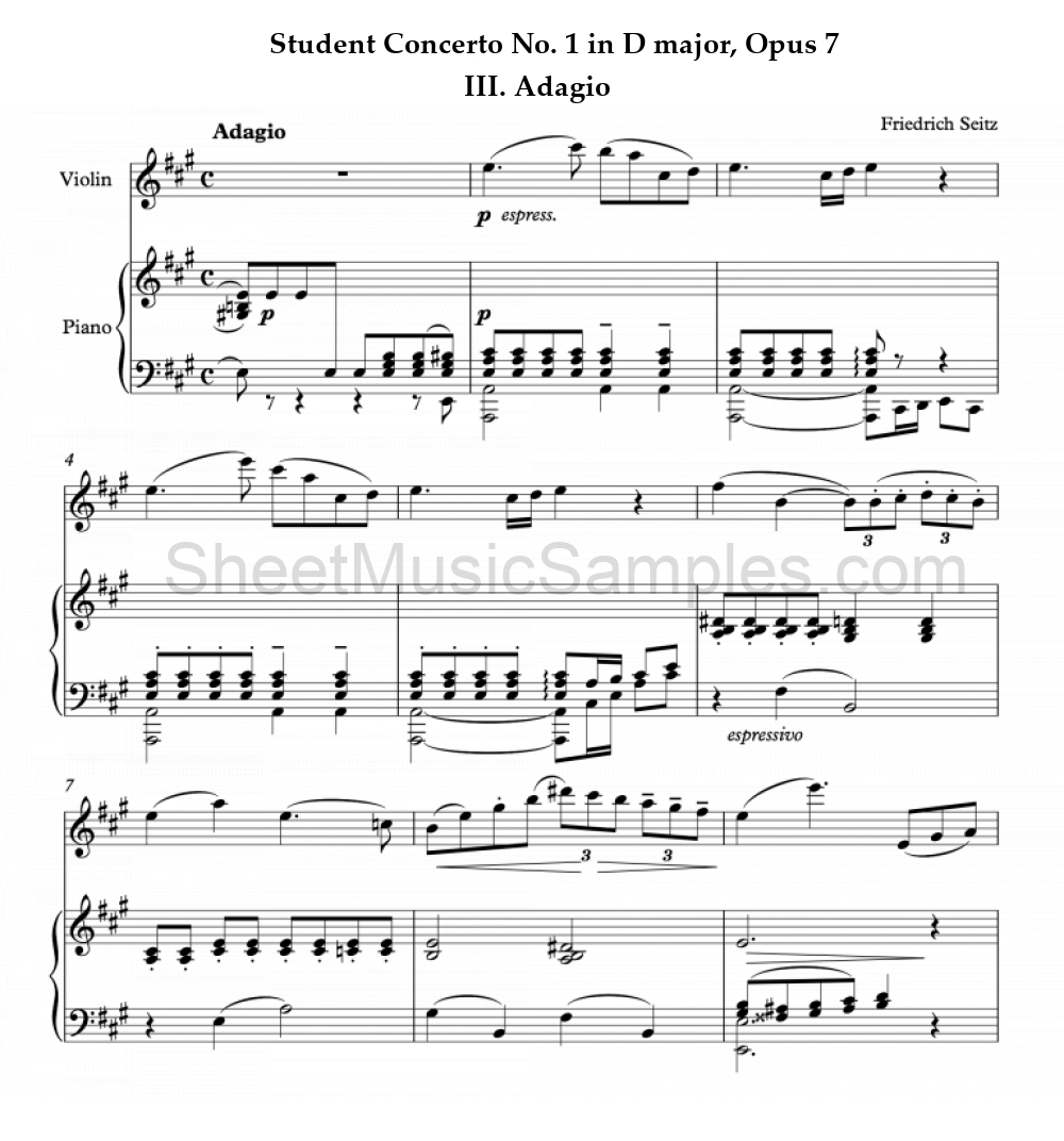 Student Concerto No. 1 in D major, Opus 7 - III. Adagio