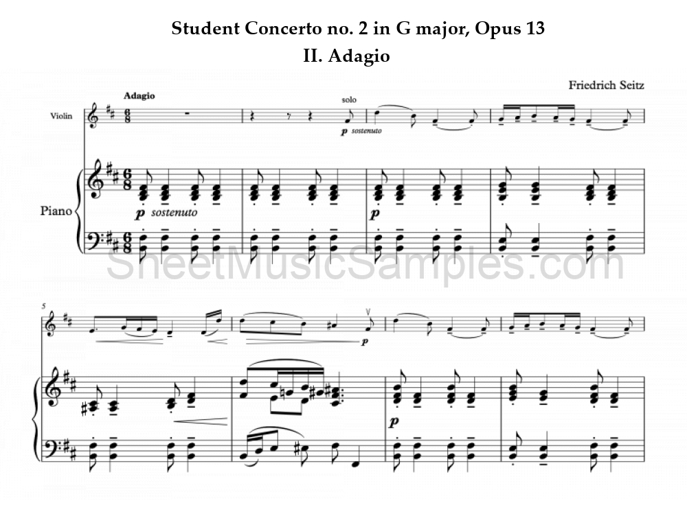 Student Concerto no. 2 in G major, Opus 13 - II. Adagio