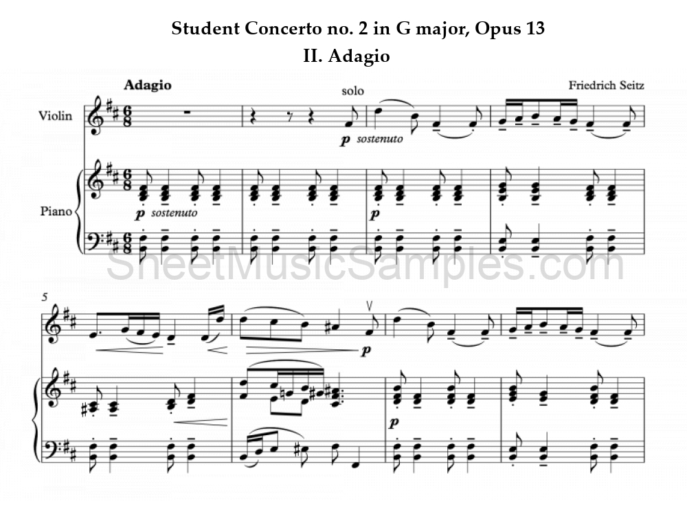 Student Concerto no. 2 in G major, Opus 13 - II. Adagio