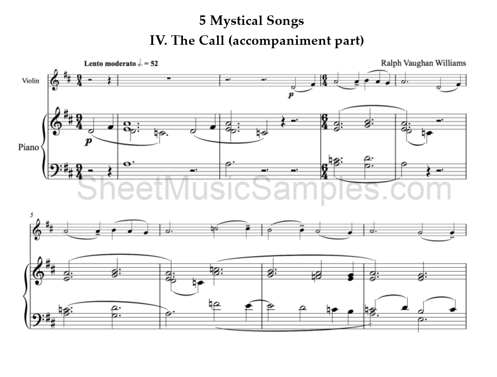 5 Mystical Songs - IV. The Call (accompaniment part)