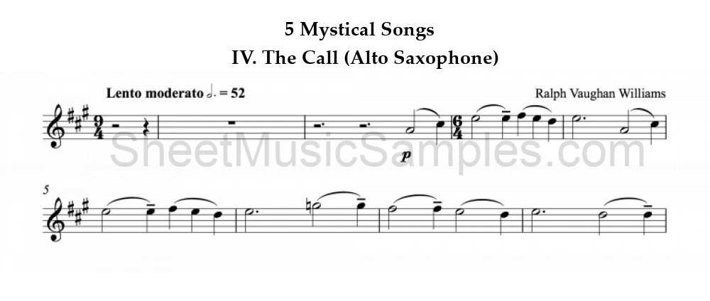 5 Mystical Songs - IV. The Call (Alto Saxophone)