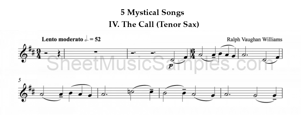 5 Mystical Songs - IV. The Call (Tenor Sax)