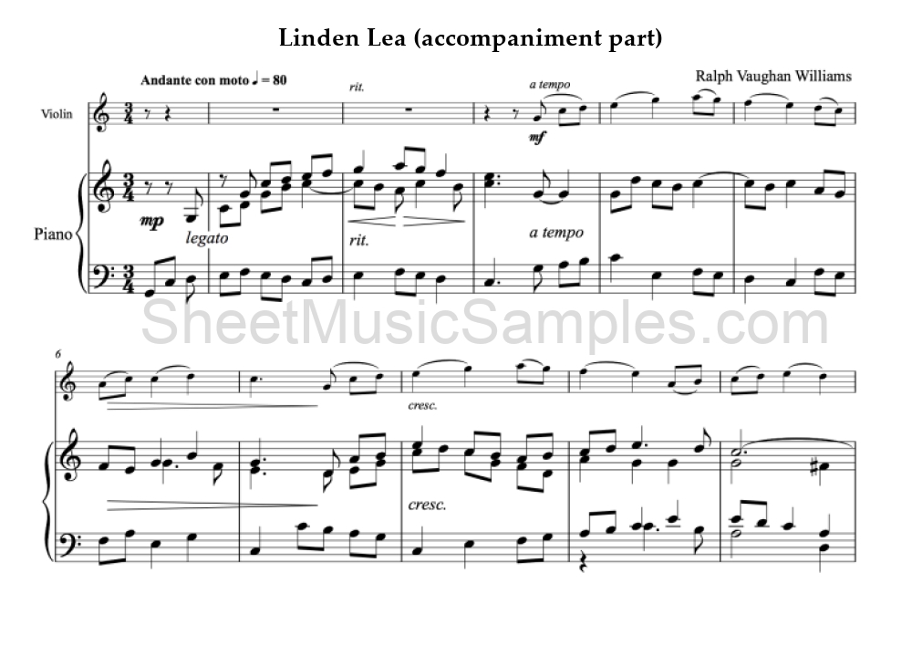 Linden Lea (accompaniment part)