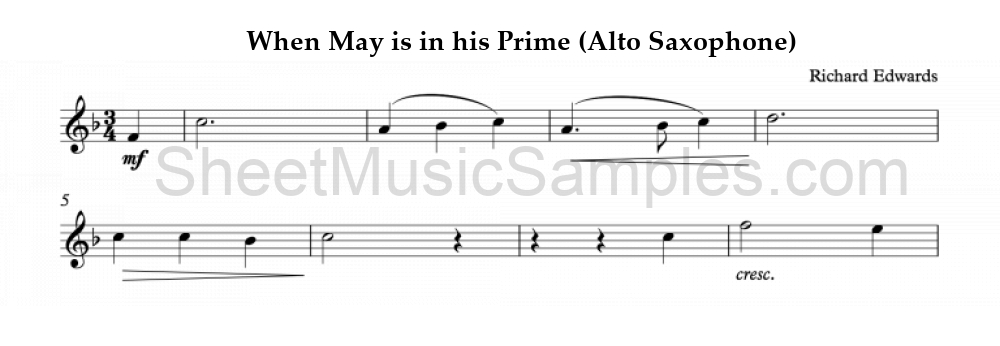 When May is in his Prime (Alto Saxophone)