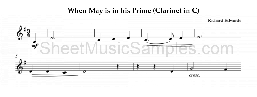 When May is in his Prime (Clarinet in C)