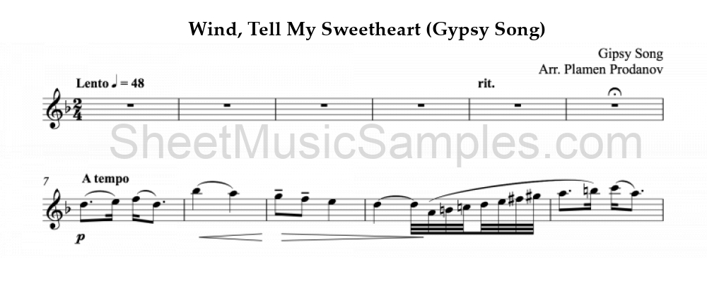 Wind, Tell My Sweetheart (Gypsy Song)