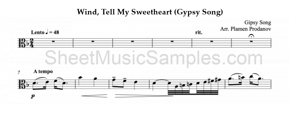 Wind, Tell My Sweetheart (Gypsy Song)