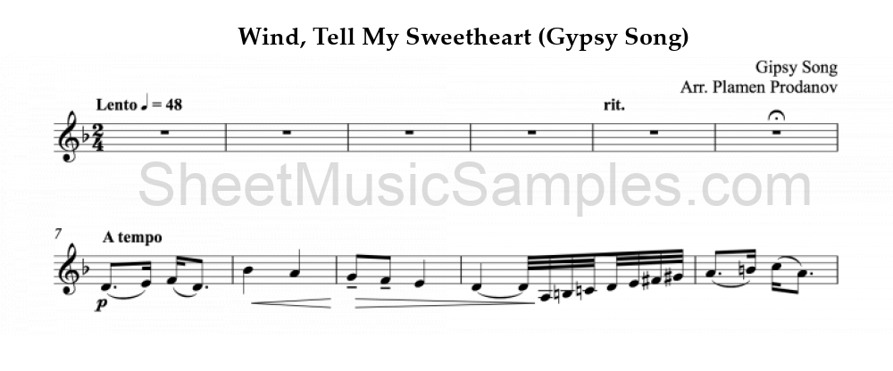 Wind, Tell My Sweetheart (Gypsy Song)