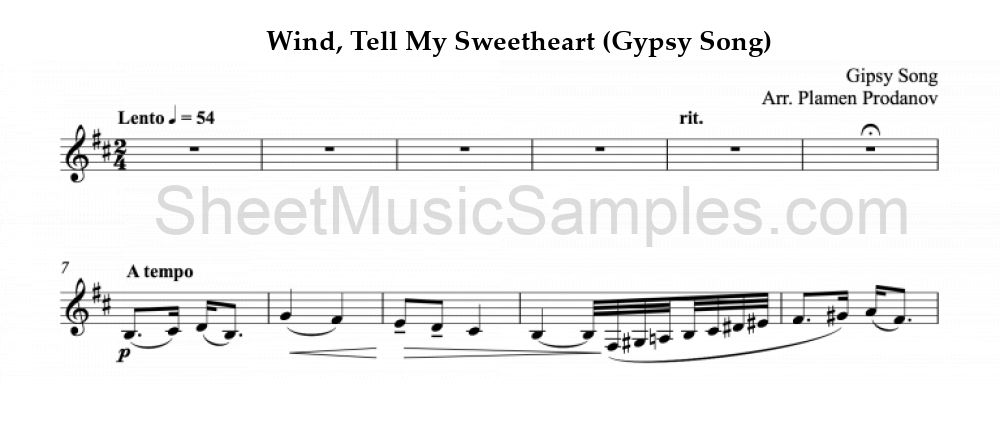 Wind, Tell My Sweetheart (Gypsy Song)