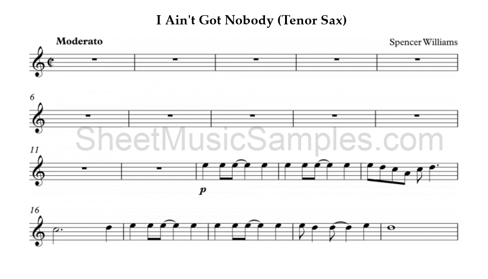 I Ain't Got Nobody (Tenor Sax)