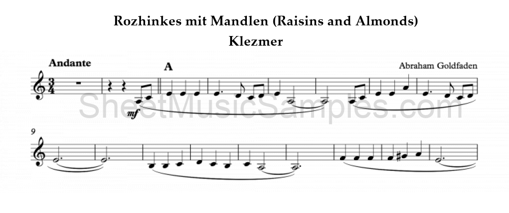 Rozhinkes mit Mandlen (Raisins and Almonds) - Klezmer