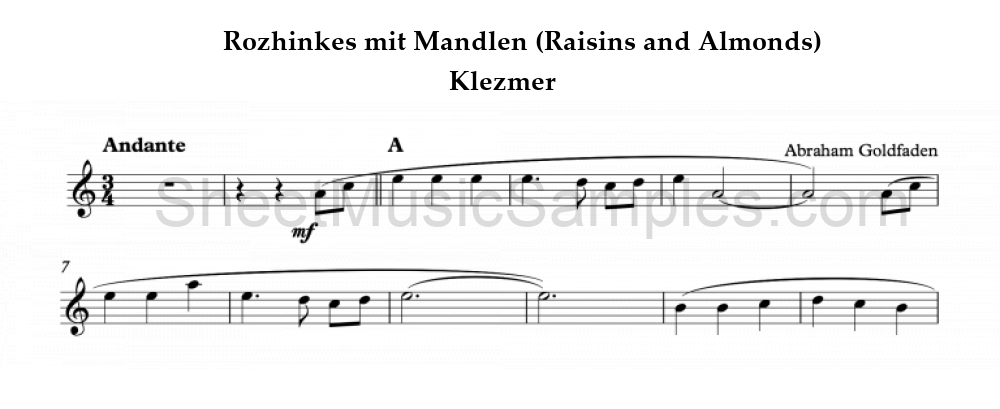 Rozhinkes mit Mandlen (Raisins and Almonds) - Klezmer