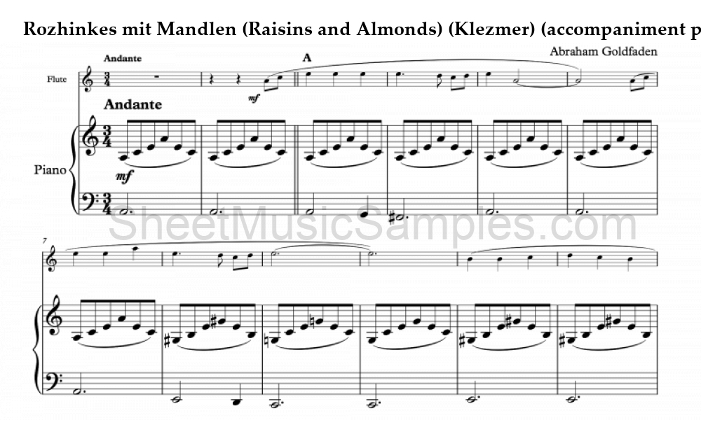 Rozhinkes mit Mandlen (Raisins and Almonds) (Klezmer) (accompaniment part)