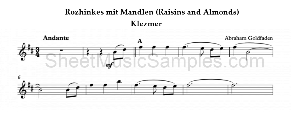 Rozhinkes mit Mandlen (Raisins and Almonds) - Klezmer