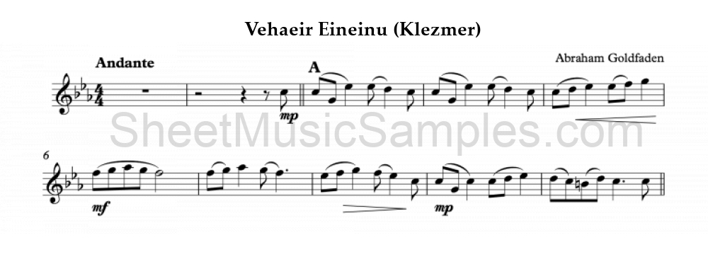 Vehaeir Eineinu (Klezmer)