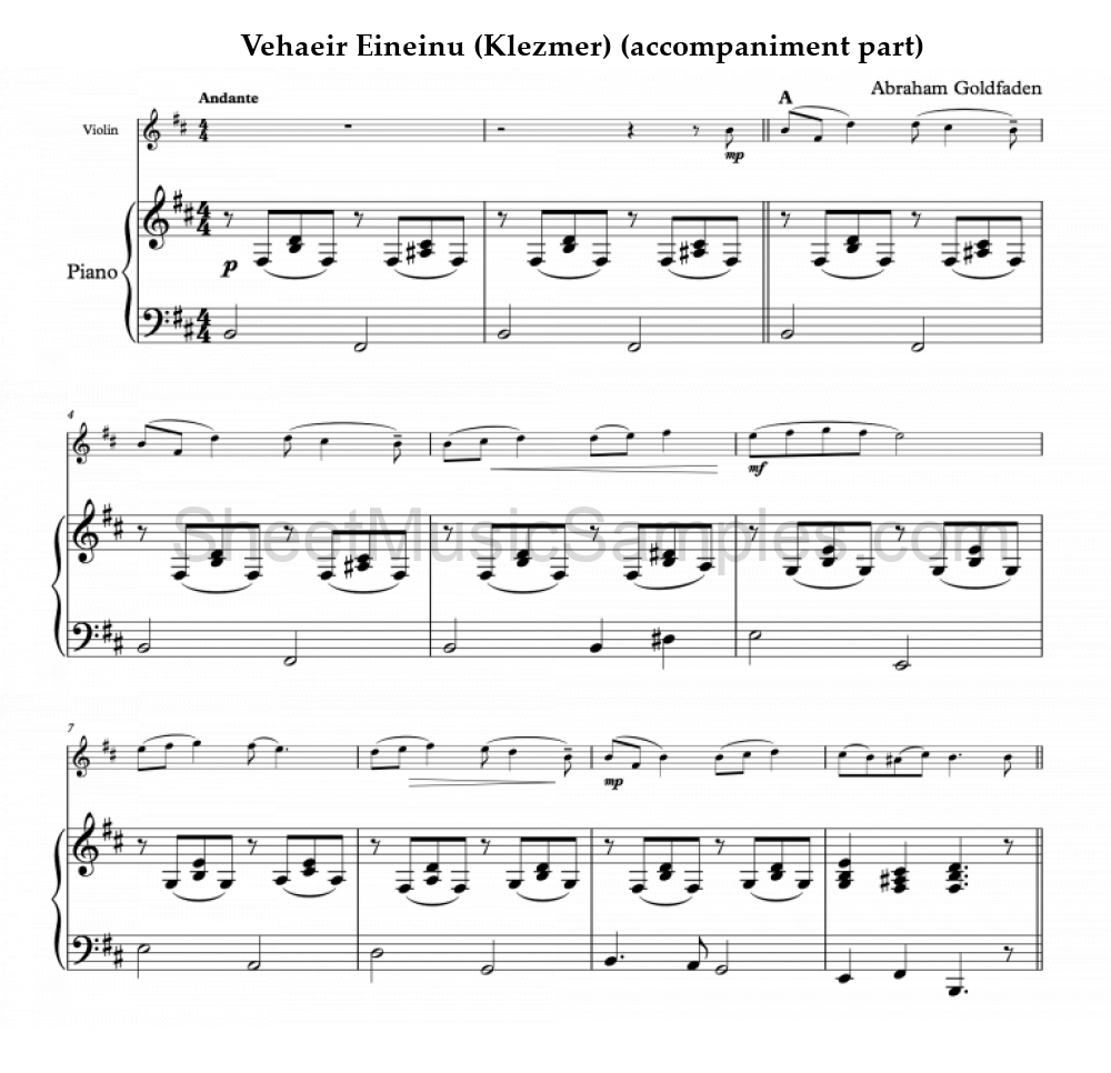 Vehaeir Eineinu (Klezmer) (accompaniment part)