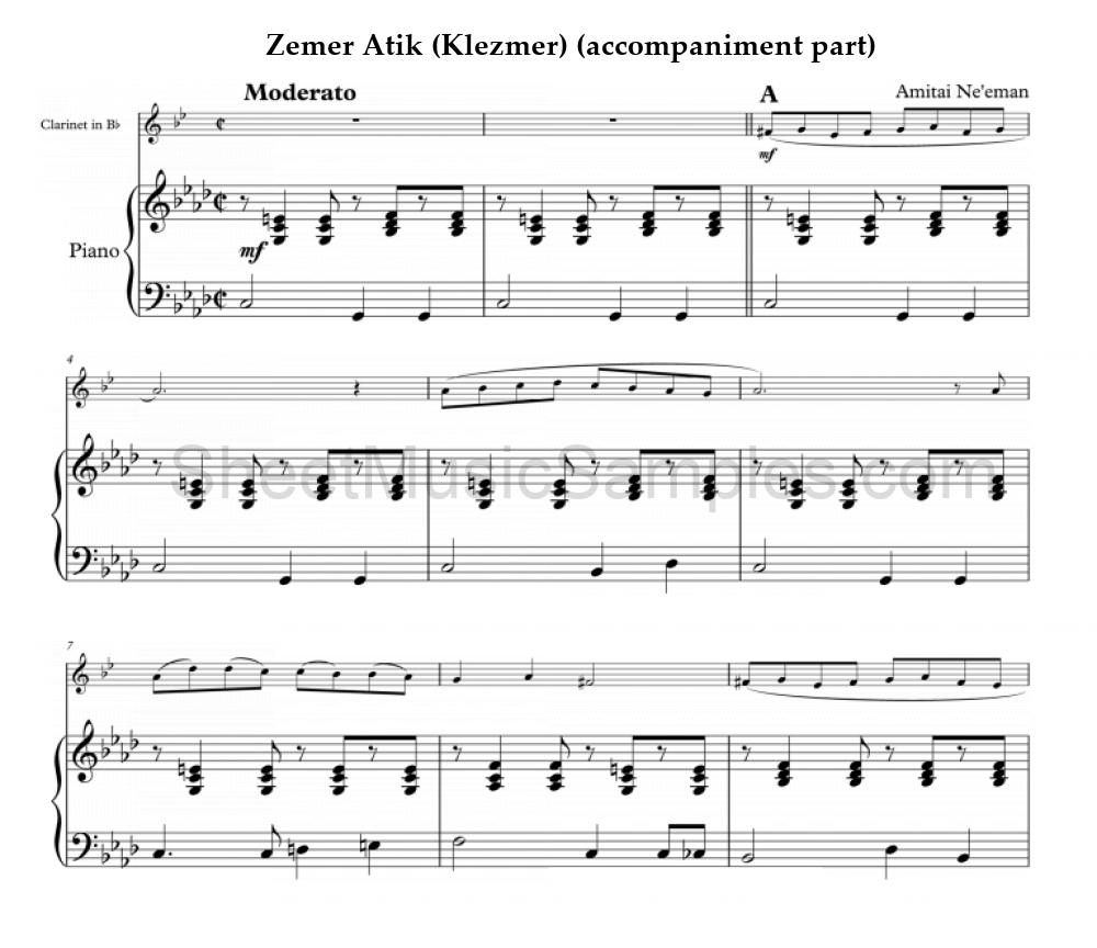 Zemer Atik (Klezmer) (accompaniment part)