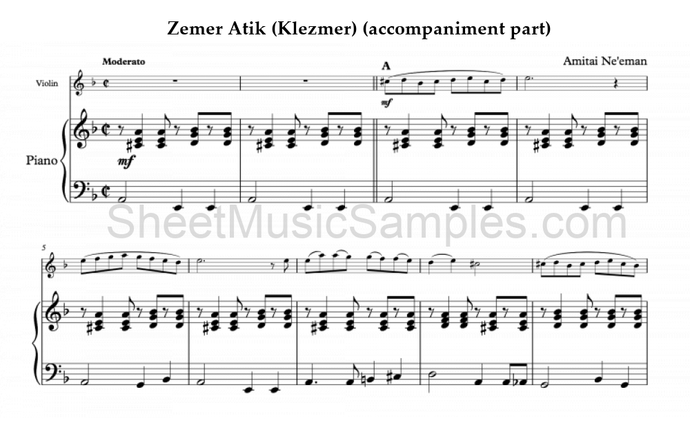 Zemer Atik (Klezmer) (accompaniment part)