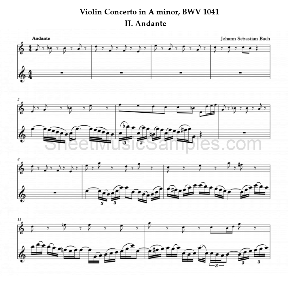 Violin Concerto in A minor, BWV 1041 - II. Andante