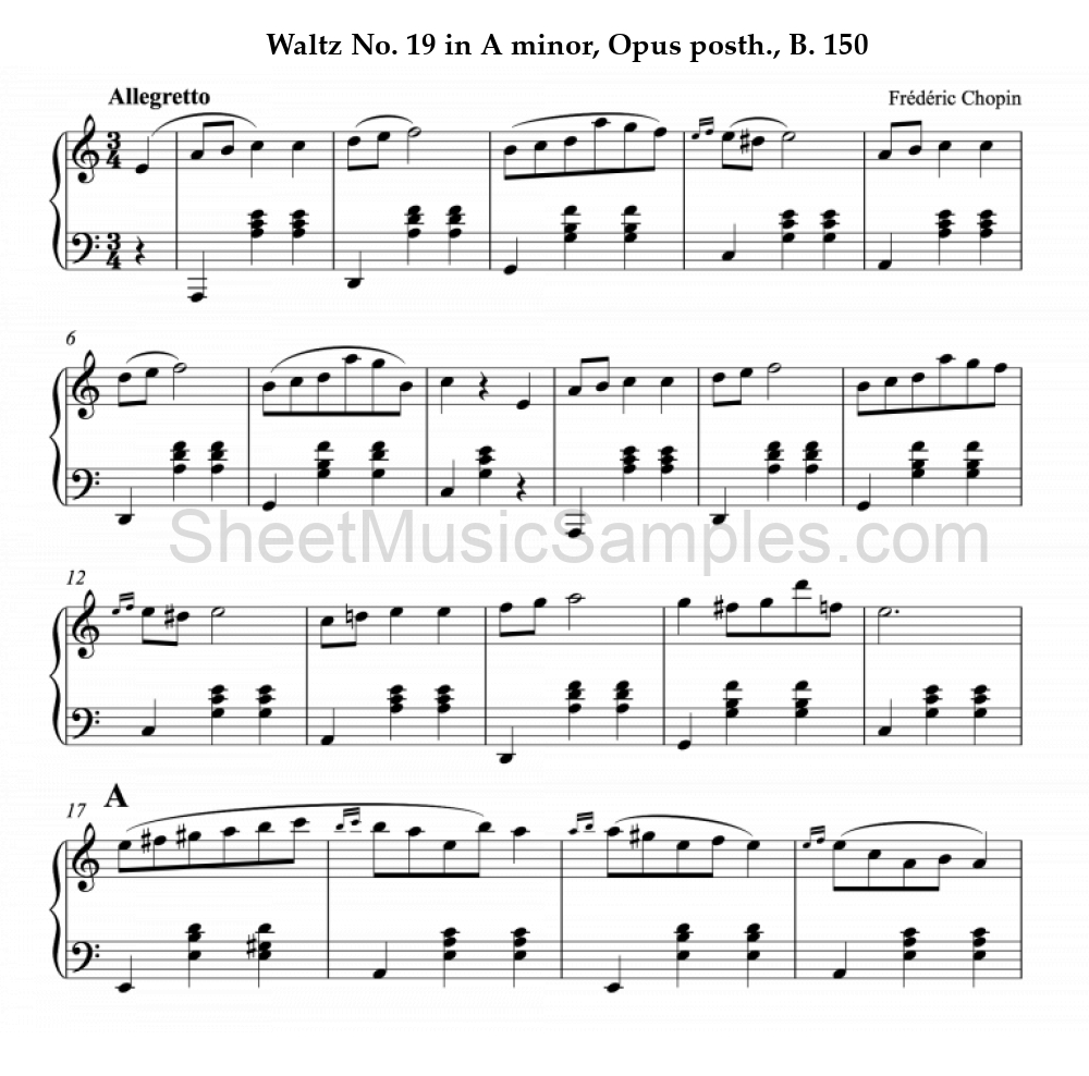 Waltz No. 19 in A minor, Opus posth., B. 150