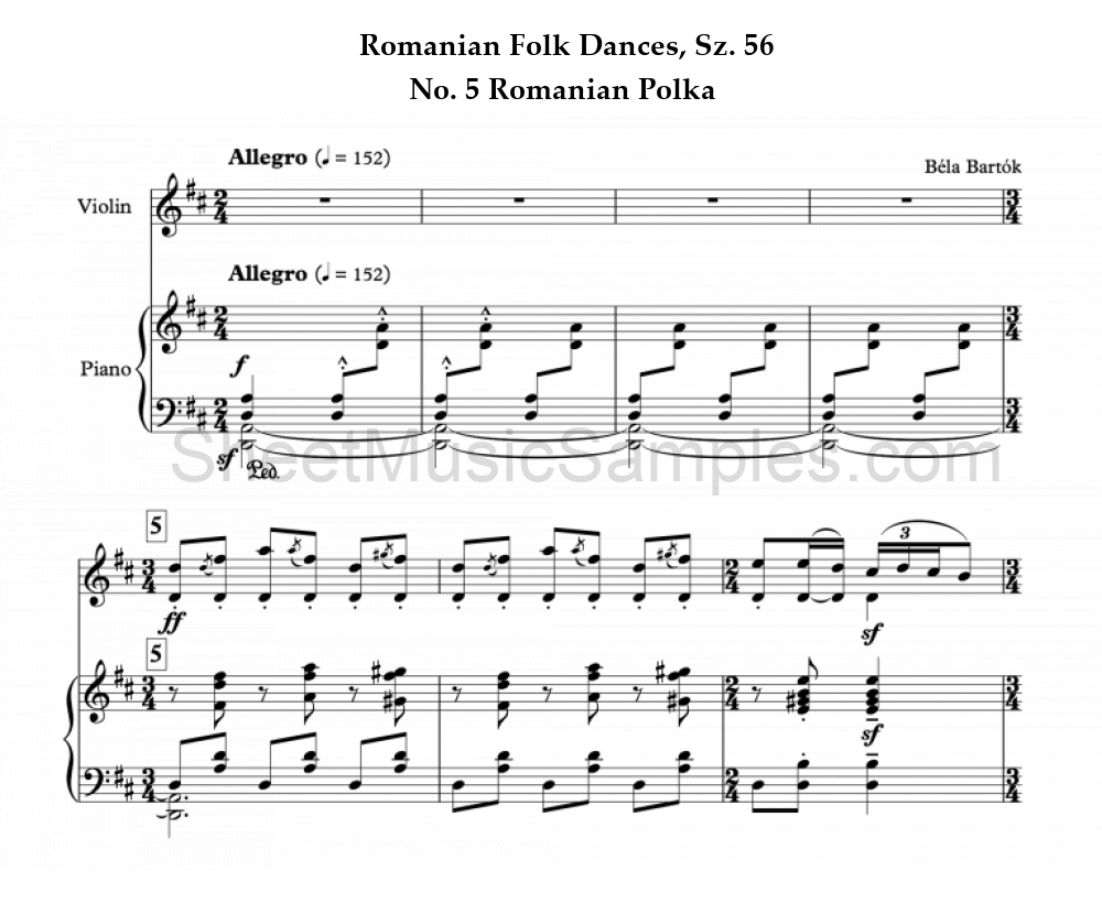 Romanian Folk Dances, Sz. 56 - No. 5 Romanian Polka